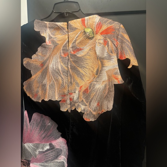 ASOS velvet embroidered floral maxi dress Long sleeve black embroidery NEW NWT - Picture 9 of 12